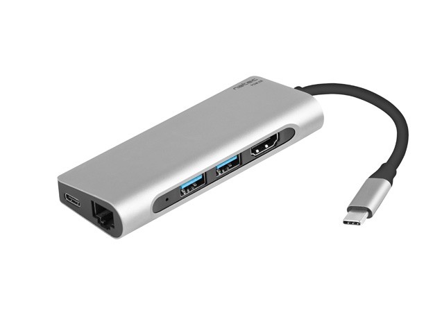 Multi Port Fowler USB-C, 2x USB 3.0, HDMI 4K, RJ45, SD, Micro SD 