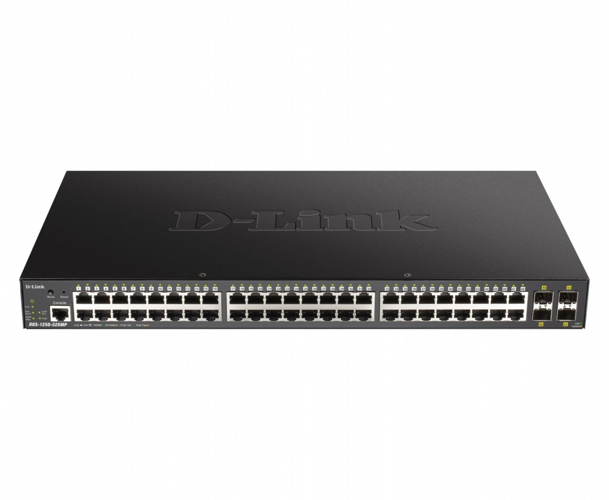 Przełącznik DGS-1250-52XMP Smart 48xGE PoE(370W) 4xSFP+