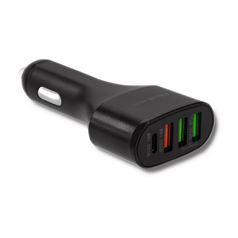 Ładowarka samochodowa 12-24V | 51W | 3A | 1xUSB-C+USB QC 3.0 |  2xUSB Smart 