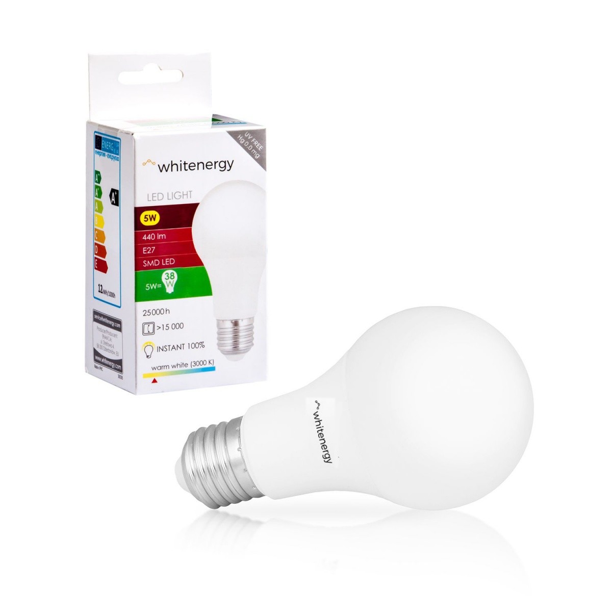 Żarówka LED zestaw 10szt e27 a60 5w 440lm ciepła biała