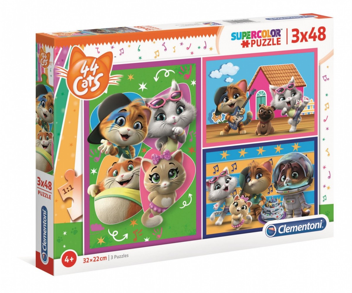 Puzzle 3x48 elementów Super Kolor 44 Koty