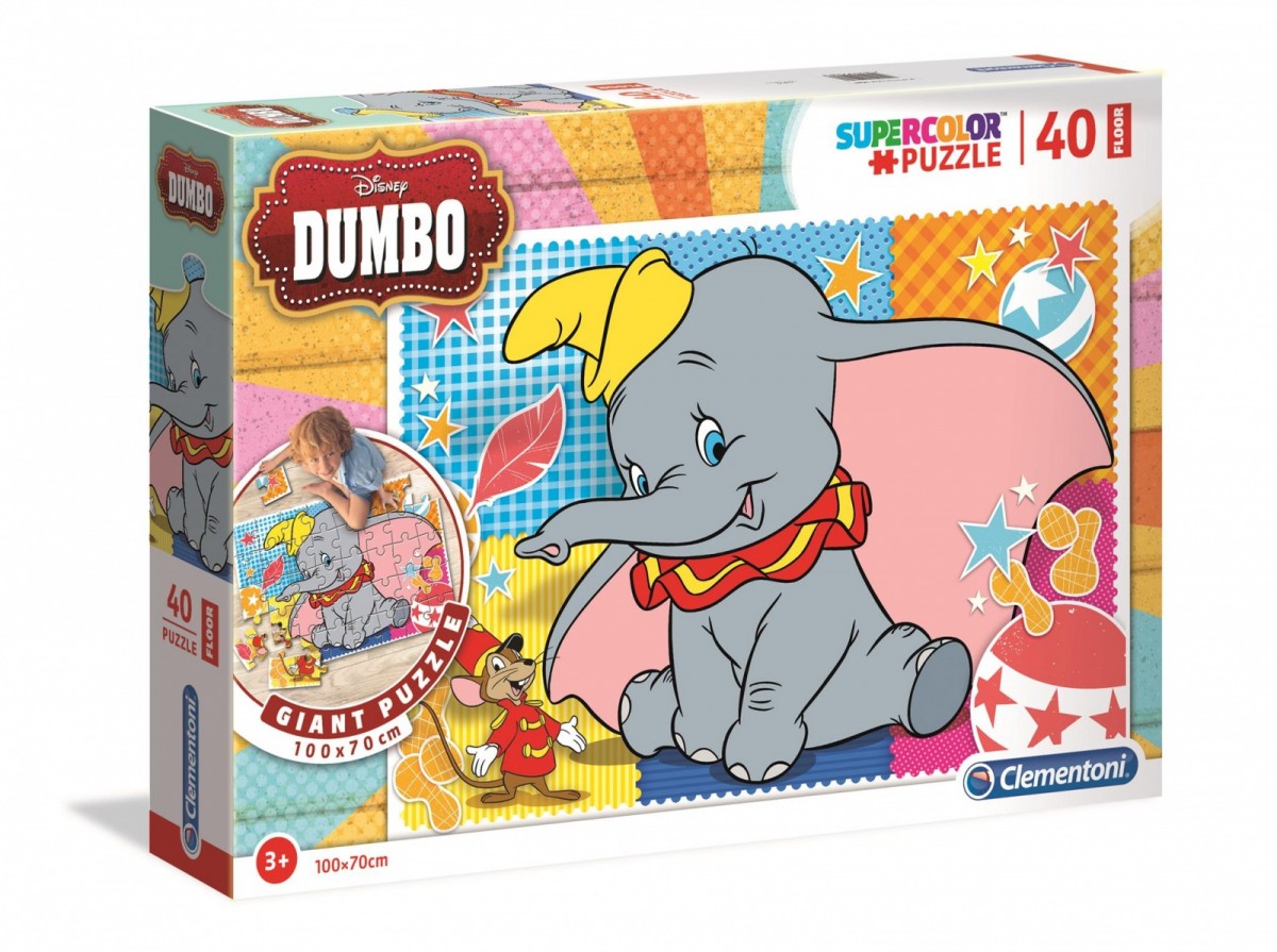 Puzzle podłogowe 40 elementów Super Kolor Dumbo