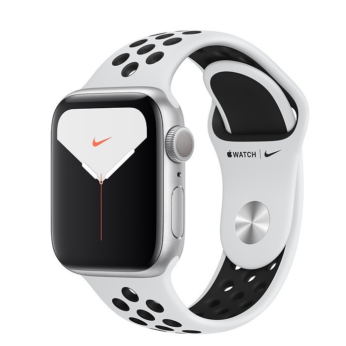 Zegarek Nike Series 5 GPS, 40mm koperta z aluminium w kolorze srebrnym z paskiem sportowym Nike w kolorze czystej platyny/czarnym