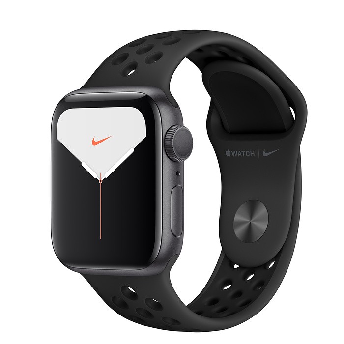 Zegarek Nike Series 5 GPS, 40mm koperta z aluminium w kolorze gwiezdnej szarości z paskiem sportowym Nike w kolorze antracytu/czarnym