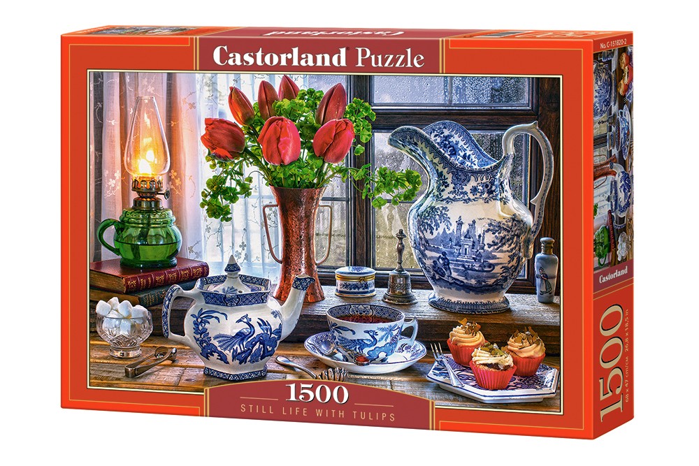 Puzzle 1500 elementów - Martwa natura z tulipnami