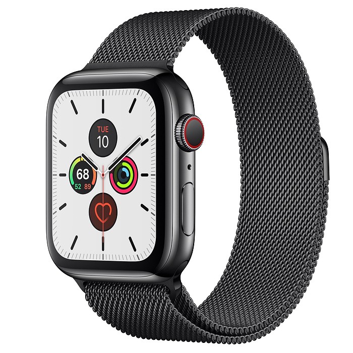 Zegarek Series 5 GPS+Cellular, 44mm koperta ze stali nierdzewnej w kolorze gwiezdnej czerni z bransoletą mediolańską w kolorze gwiezdnej czerni