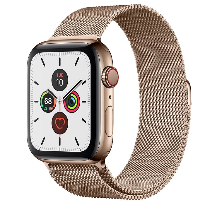 Zegarek Series 5 GPS+Cellular, 44mm koperta ze stali nierdzewnej w kolorze złotym z bransoletą mediolańską w kolorze złotym