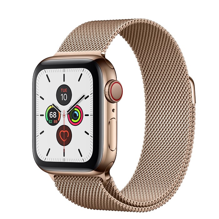 Zegarek Series 5 GPS+Cellular, 40mm koperta ze stali nierdzewnej w kolorze złotym z bransoletą mediolańską w kolorze złotym