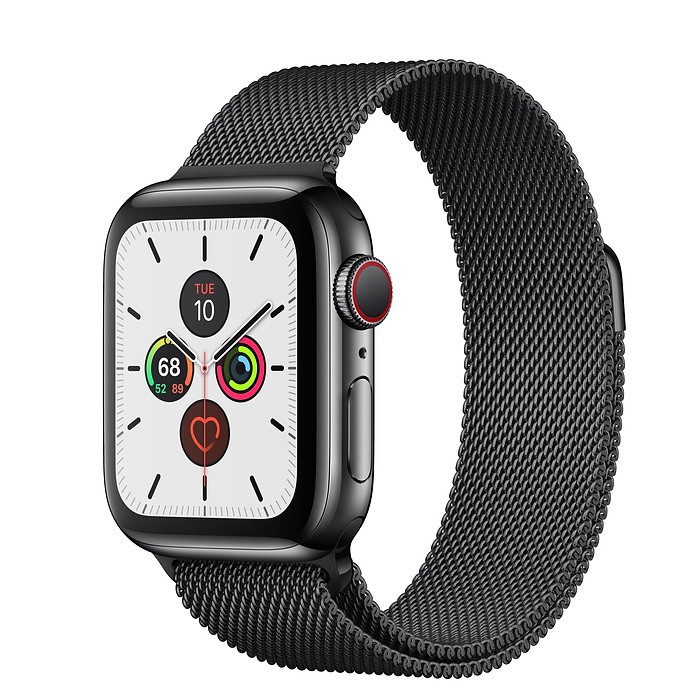 Zegarek Series 5 GPS+Cellular, 40mm koperta ze stali nierdzewnej w kolorze gwiezdnej czerni z bransoletą mediolańską w kolorze gwiezdnej czerni
