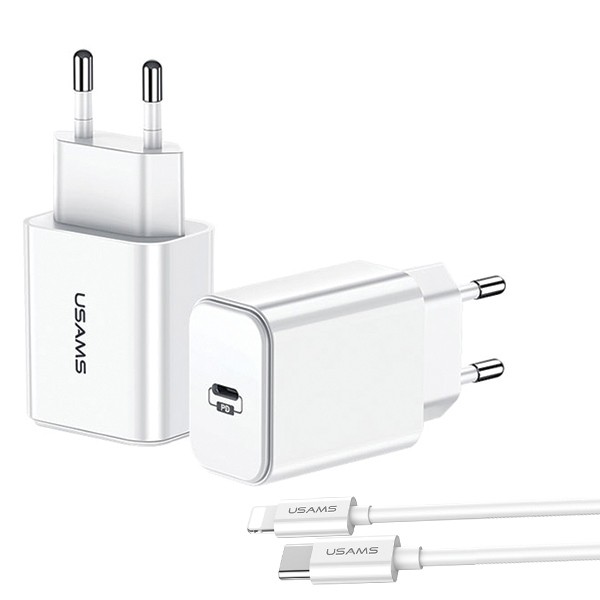 Ładowarka sieciowa 1xUSB-C 3A + lightning Charging biała