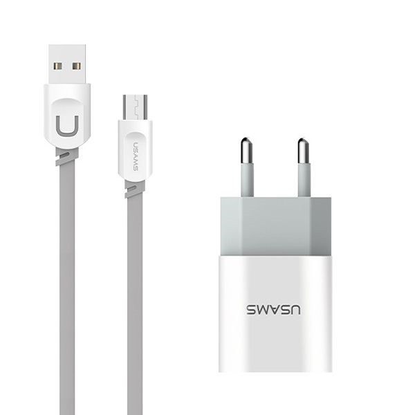 Ładowarka sieciowa 2xUSB 2,4A micro USB biały MICCUJT01 