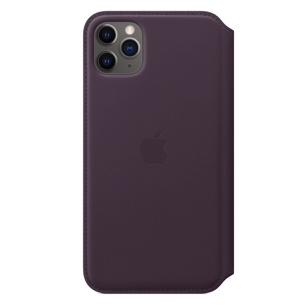 Skórzane etui folio do iPhone 11 Pro Max - śliwkowe