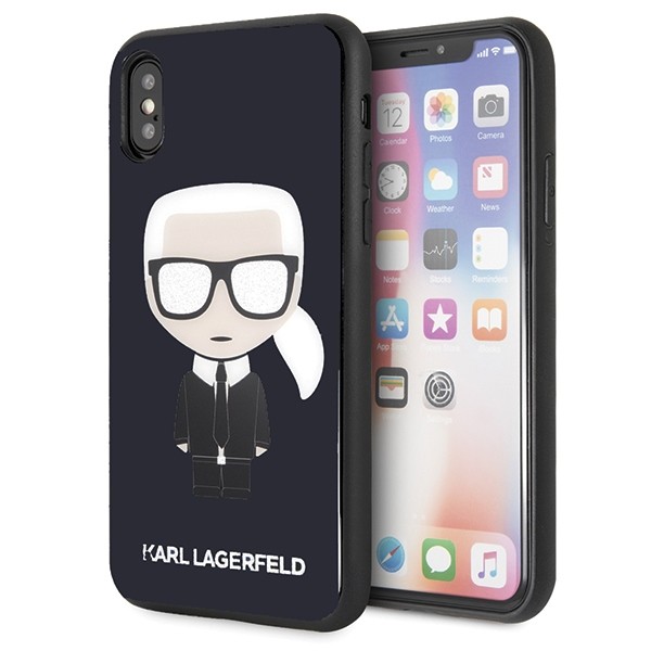 Etui hardcase iPhone X/Xs KLHCPXDLFKBK czarny Iconic Karl Glitter 