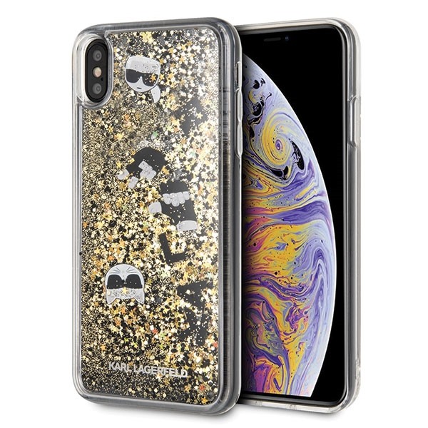 Etui hardcase iPhone Xs Max KLHCI65ROGO czarno-złoty Glitter 