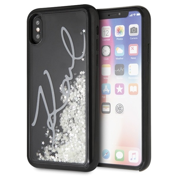 Etui hardcase iPhone X/Xs KLHCPXPH2IR czarny Glitter Signature - Glow in the dark 