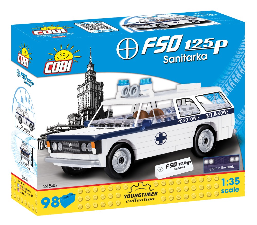 Klocki Cars 98 elementów FSO Karetka 