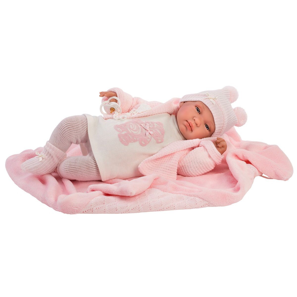 Lalka bobas Tina placzaca 43 cm body różowy miś