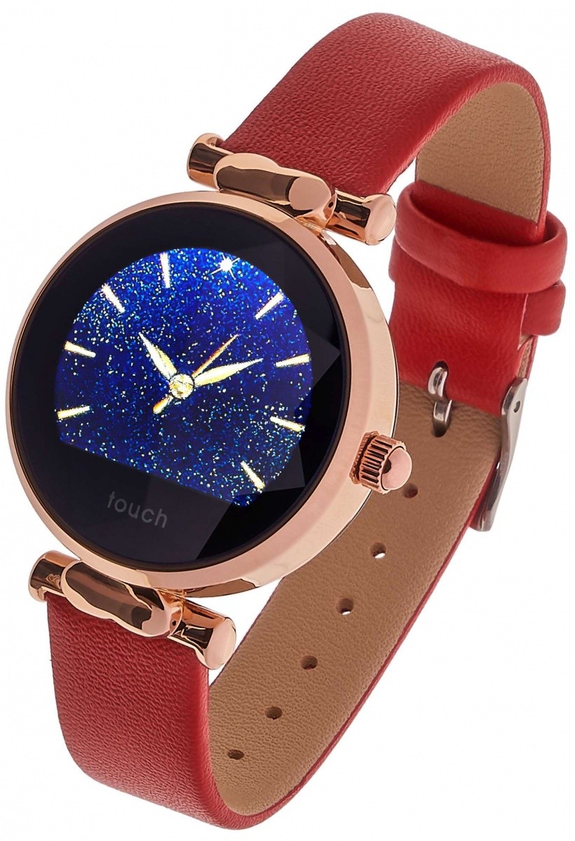Smartwatch Women Lisa czerwono złoty skóra