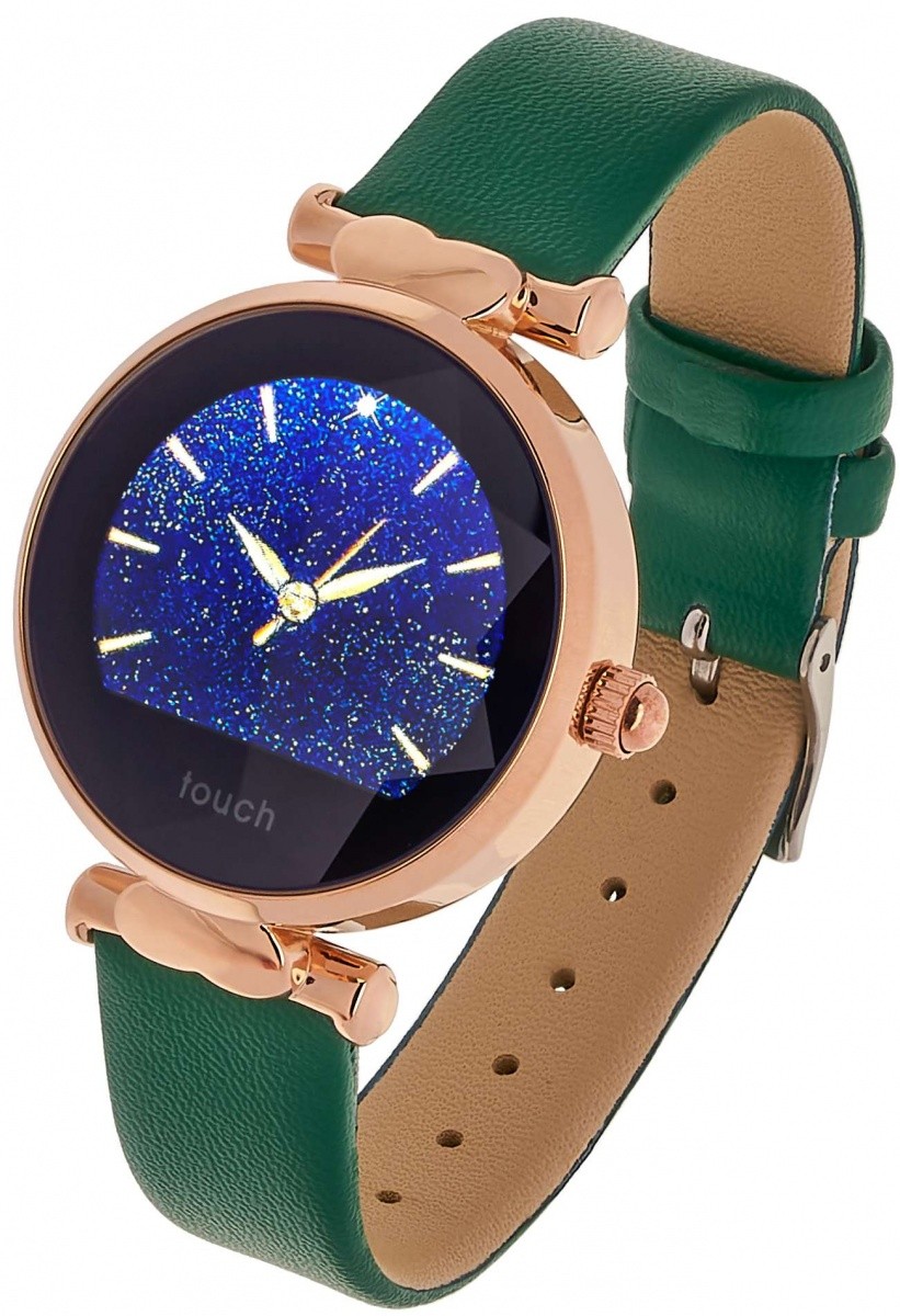 Smartwatch Women Lisa zielono złoty skórzany