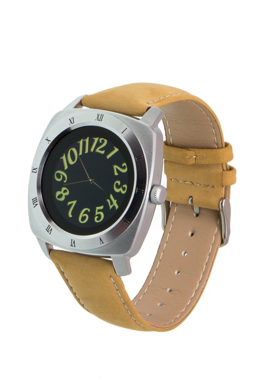 Smartwatch GT16 srebrny skórzany 