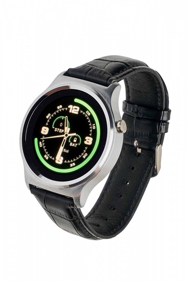 Smartwatch GT18 srebrny skórzany 