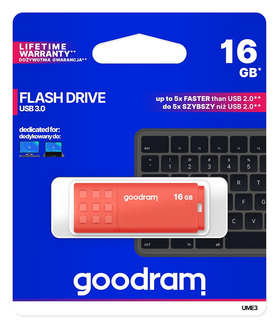 Pendrive UME3 16GB USB 3.0 Pomarańczowy