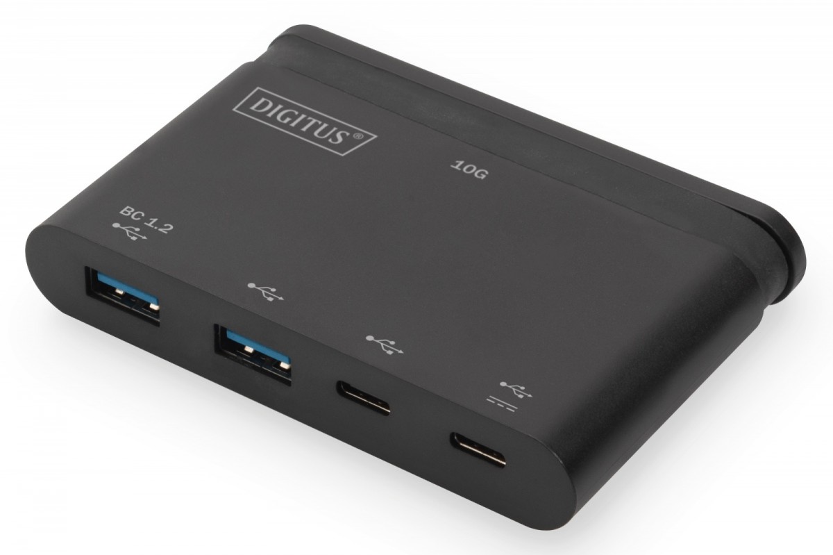 HUB/Koncentrator 4-portowy USB 3.0 SuperSpeed+ 10 Gbps,Typ C PD 3.0, czarny