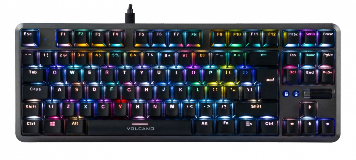 Klawiatura przewodowa mechaniczna RGB (niebieski przełącznik gateron) VOLCANO LANPARTY 2