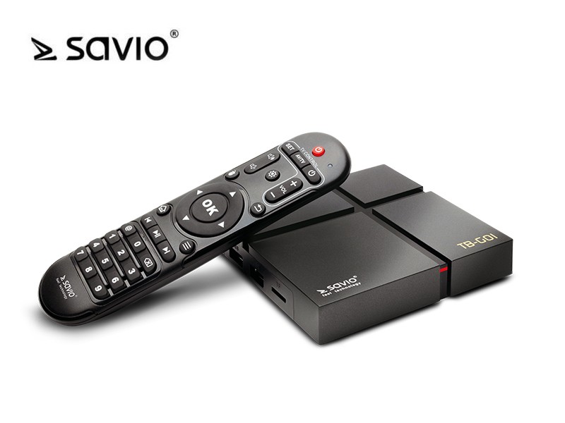 Odtwarzacz multimedialny SAVIO TB-G01 Smart TV Box Gold, Android 9.0 Pie, Bluetooth, USB 3.0, Dual Wi-Fi