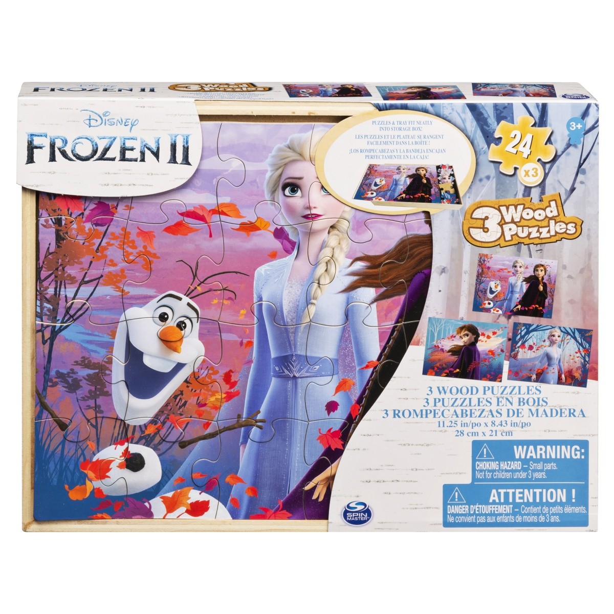 Puzzle drewniane 3x 24elementy, Cardinal Games Frozen 2