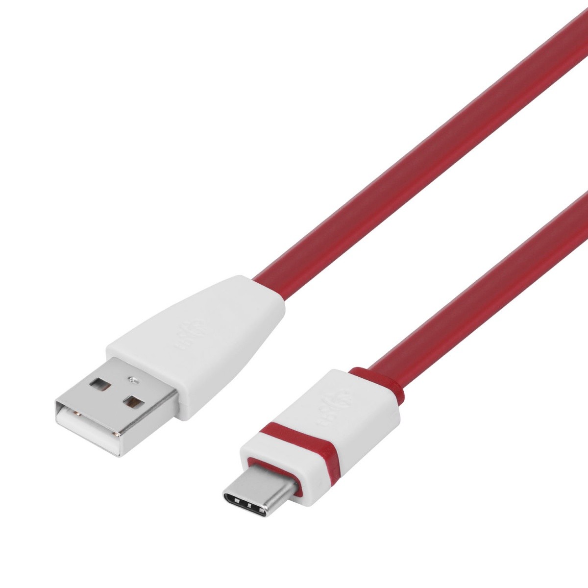 Kabel USB - USB C 1m. burgundowy, płaski 