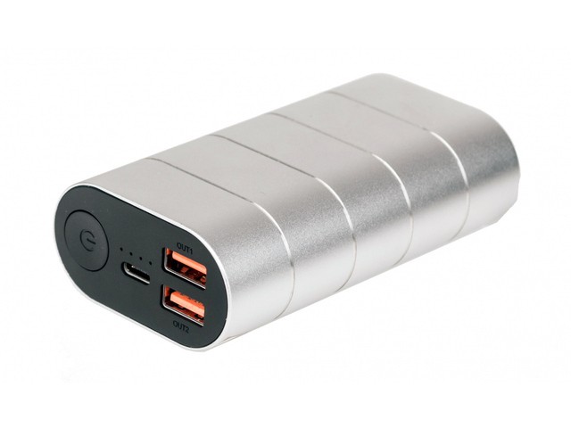 Power Bank 10000mAh 2x USB + 1x USB-C Quick Charge 3.0           srebrno-szary 