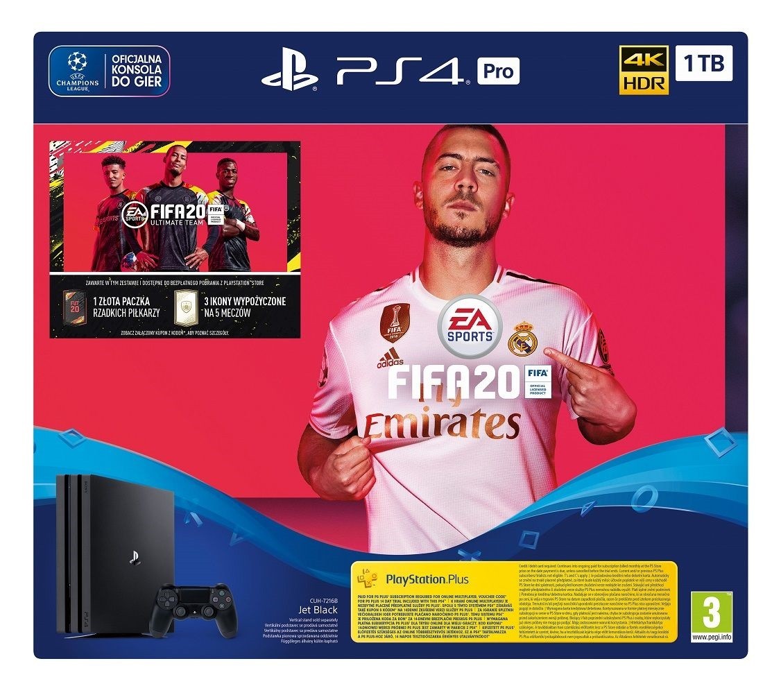 Playstation 4 1TB PRO + Gra PS4 FIFA 20 