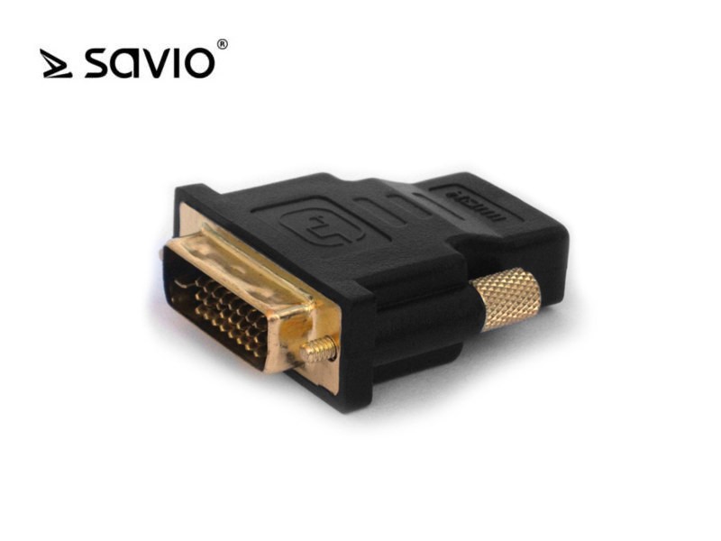 Adapter HDMI AF - DVI-D M 24+1 SAVIO CL-21, złote kontakty