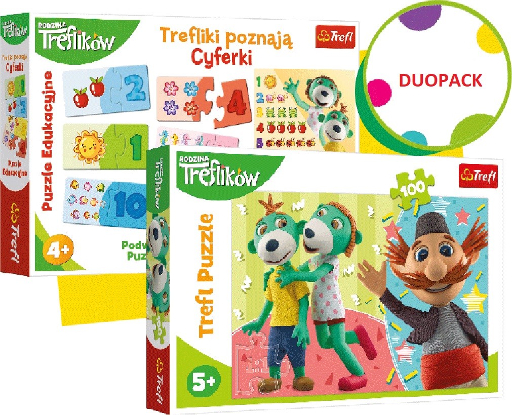 Duopack Trefliki Cyferki i puzzle 100 elementów