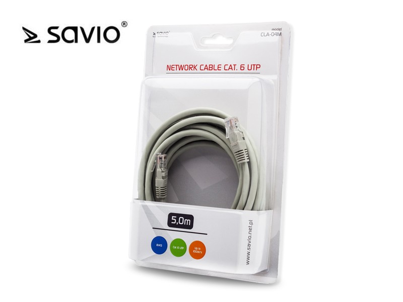 SAVIO CLA-04M Blister Patchcord RJ45 LAN Kat.6 UTP 5m