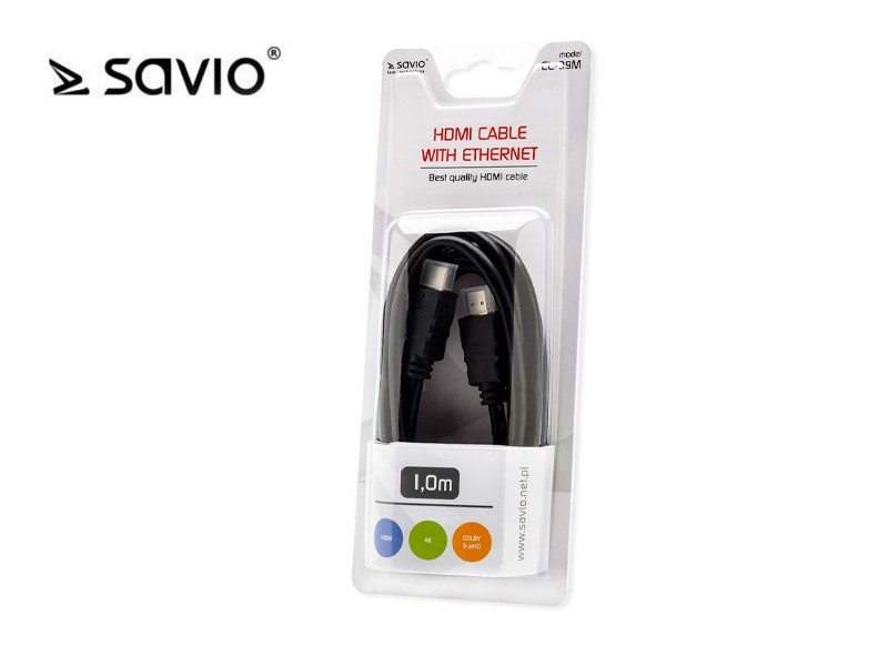 SAVIO CL-39M Blister Kabel HDMI AM - micro HDMI DM złoty v1.4 3D 4Kx2K 1m