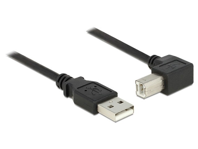 Kabel USB AM/BM 1m Czarny Kątowy