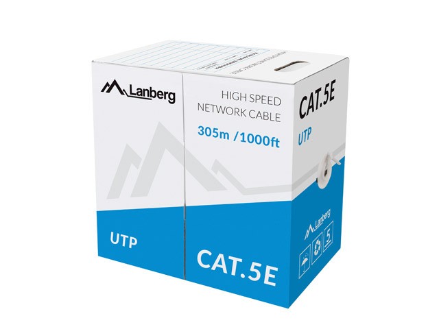 Kabel UTP Kat.5E CCA 305m drut niebieski LCU5-10CC-0305-B