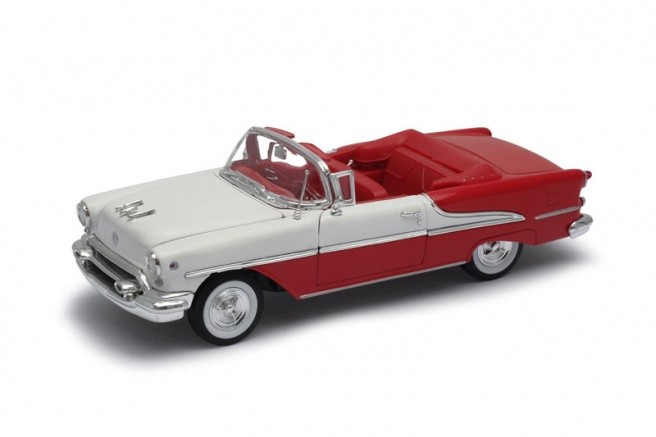 Model kolekcjonerski 1955 Oldsmobile Super 88 czerwono biały