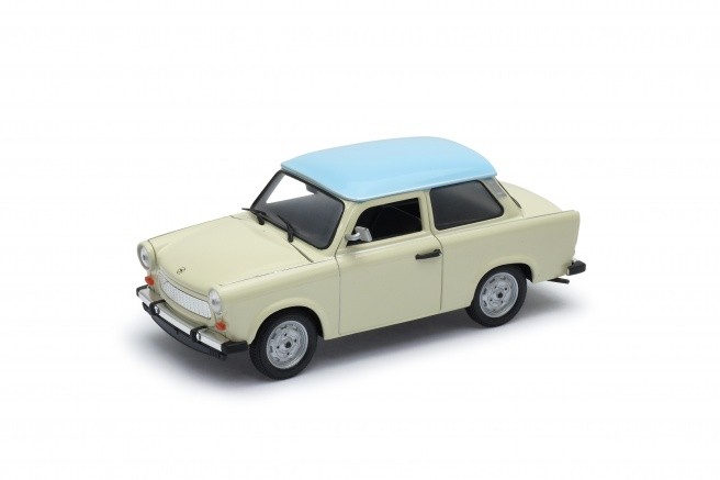 Model kolekcjonerki Trabant 601, kremowy z niebieskim dachem