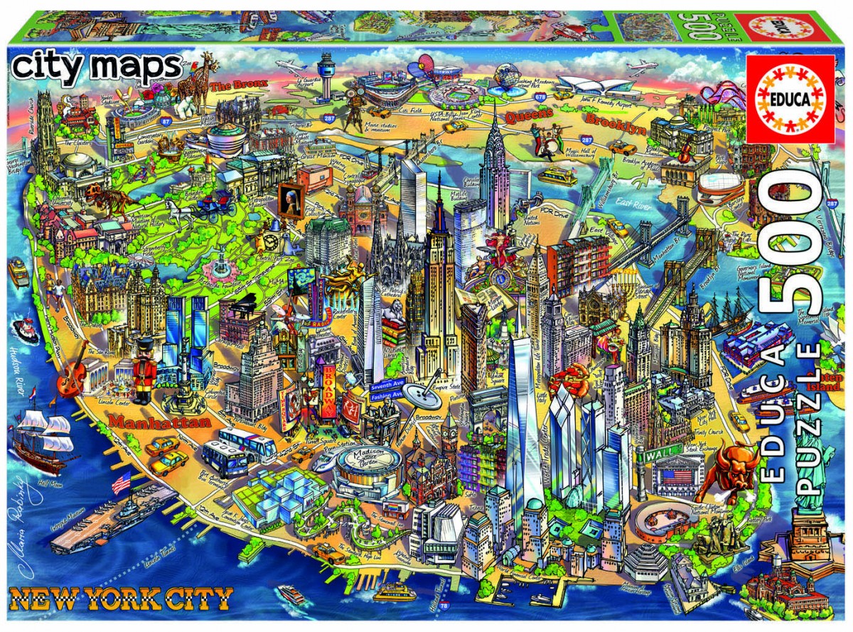 Puzzle 500 Elementów Mapa New York