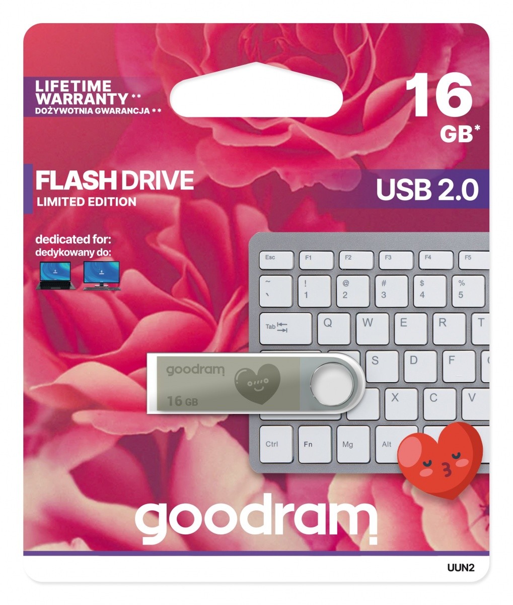 Pendrive 16GB USB 2.0 Srebrny Walentynkowy 