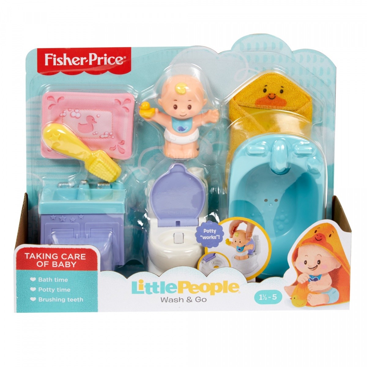 Figurka Little People Kąpiel i toaleta bobasa