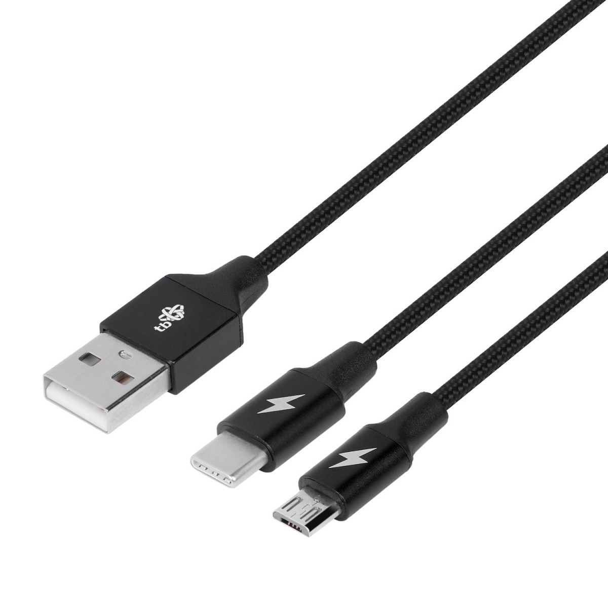 Kabel USB 2w1 czarny 