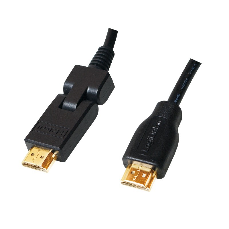 Kabel HDMI high speed, wtyk 180, Czarny 