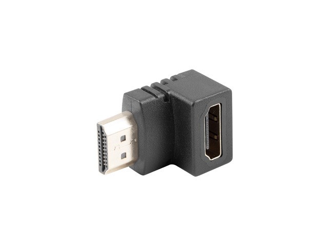 Adapter HDMI(M) - HDMI(F) Kątowy 90 stopni dół Czarny 