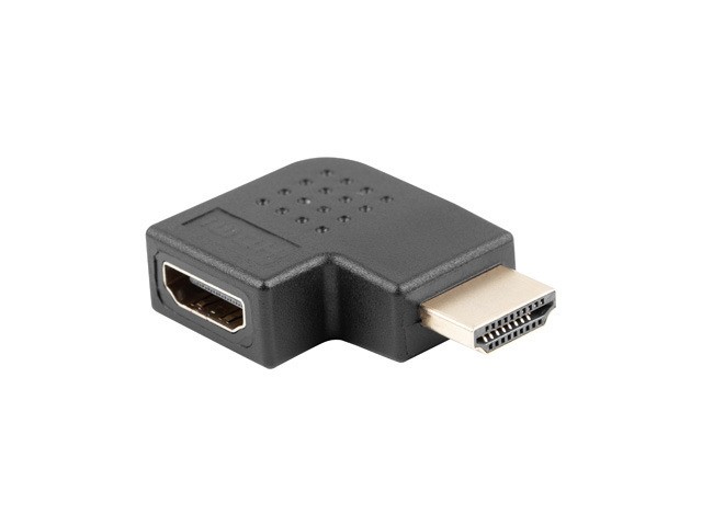 Adapter HDMI(M) - HDMI(F) Kątowy 90 stopni prawo Czarny 