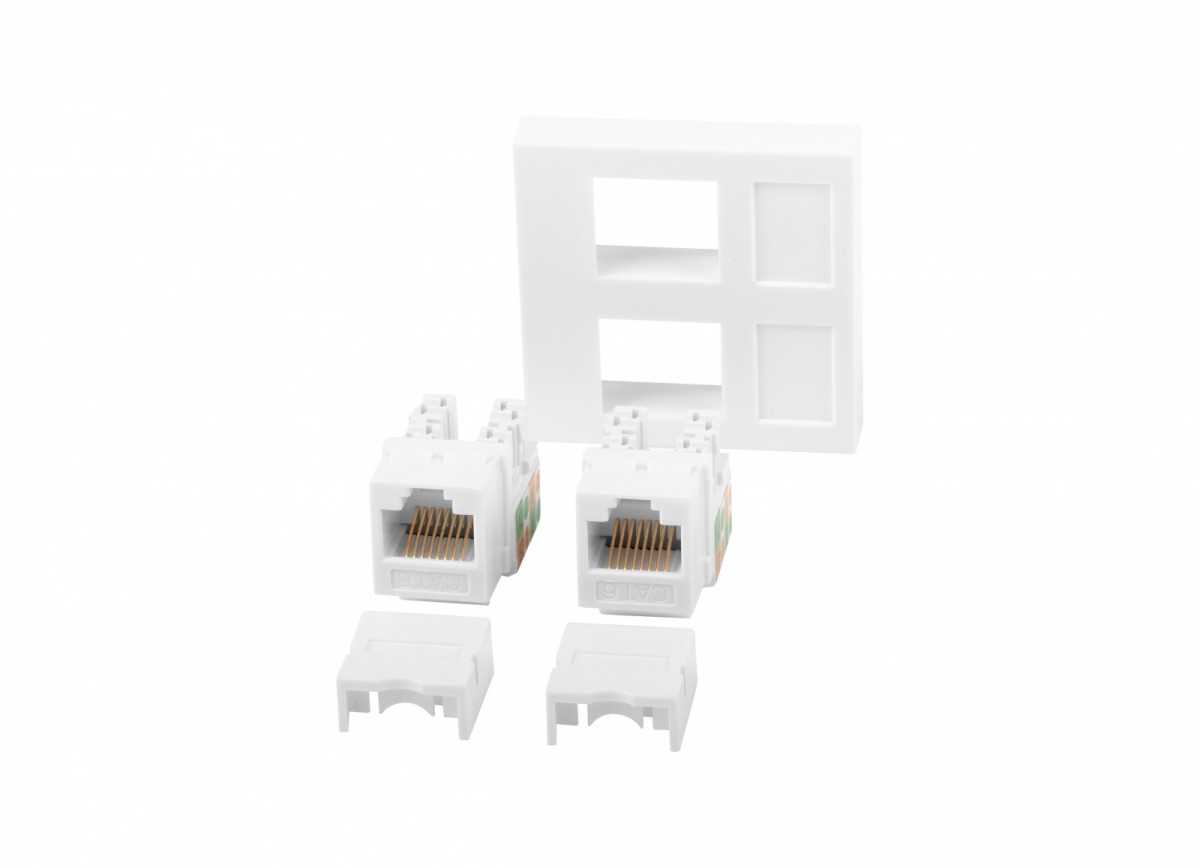 Gniazdo 45x45 RJ45 + Keystone kat.6 UTP Białe 