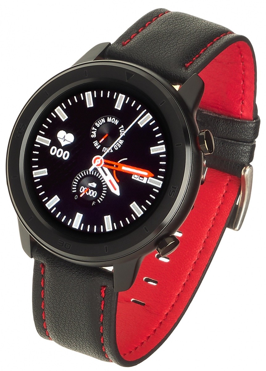 Smartwatch Men 5S Czarno-czerwony Skórzany 